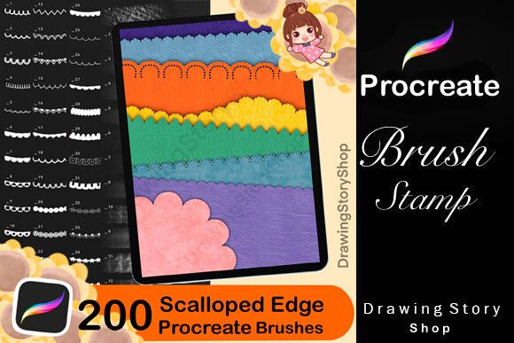 Procreate Scalloped Edge & Paper Brushes
