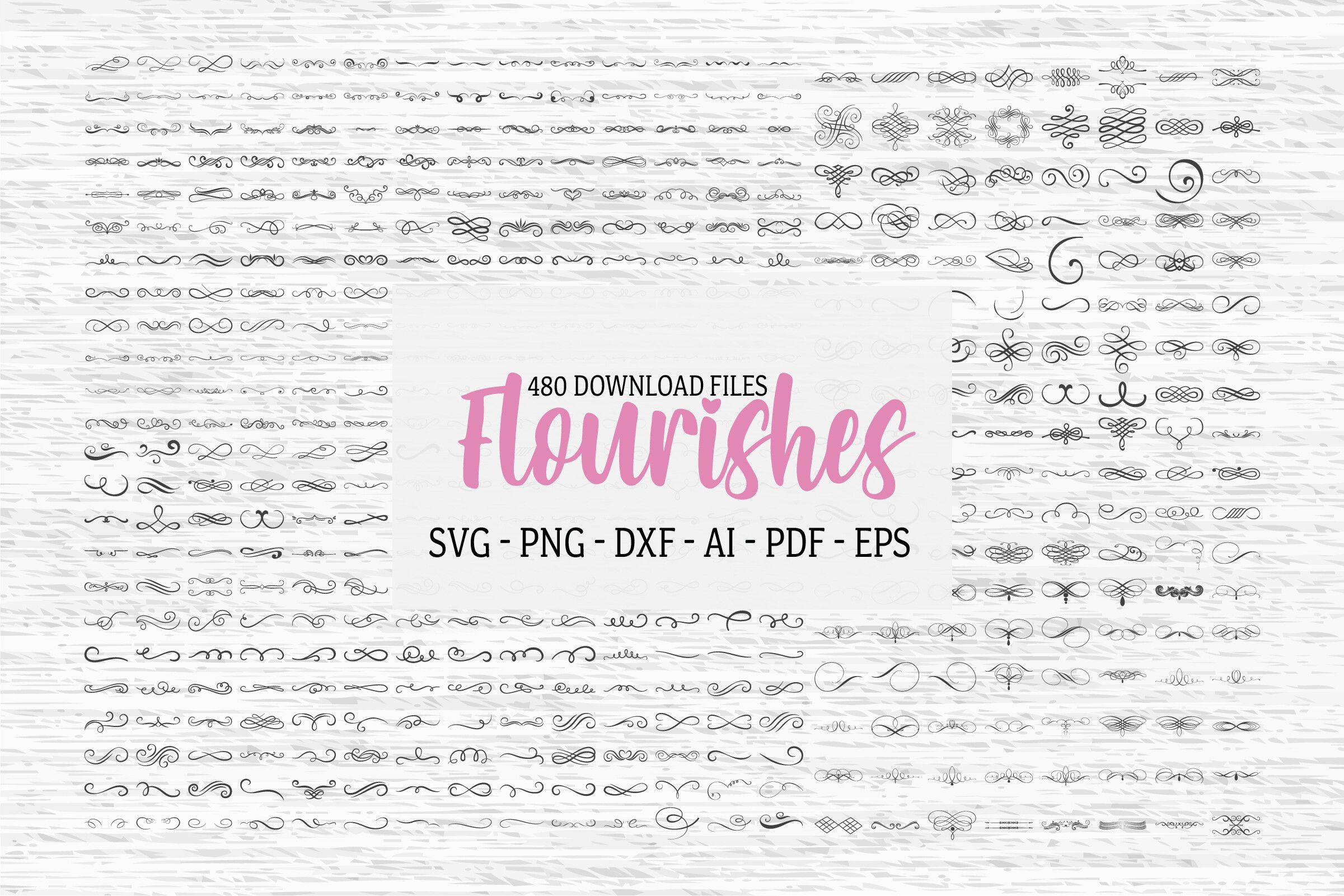 480 Decorative Flourishes SVG Bundle