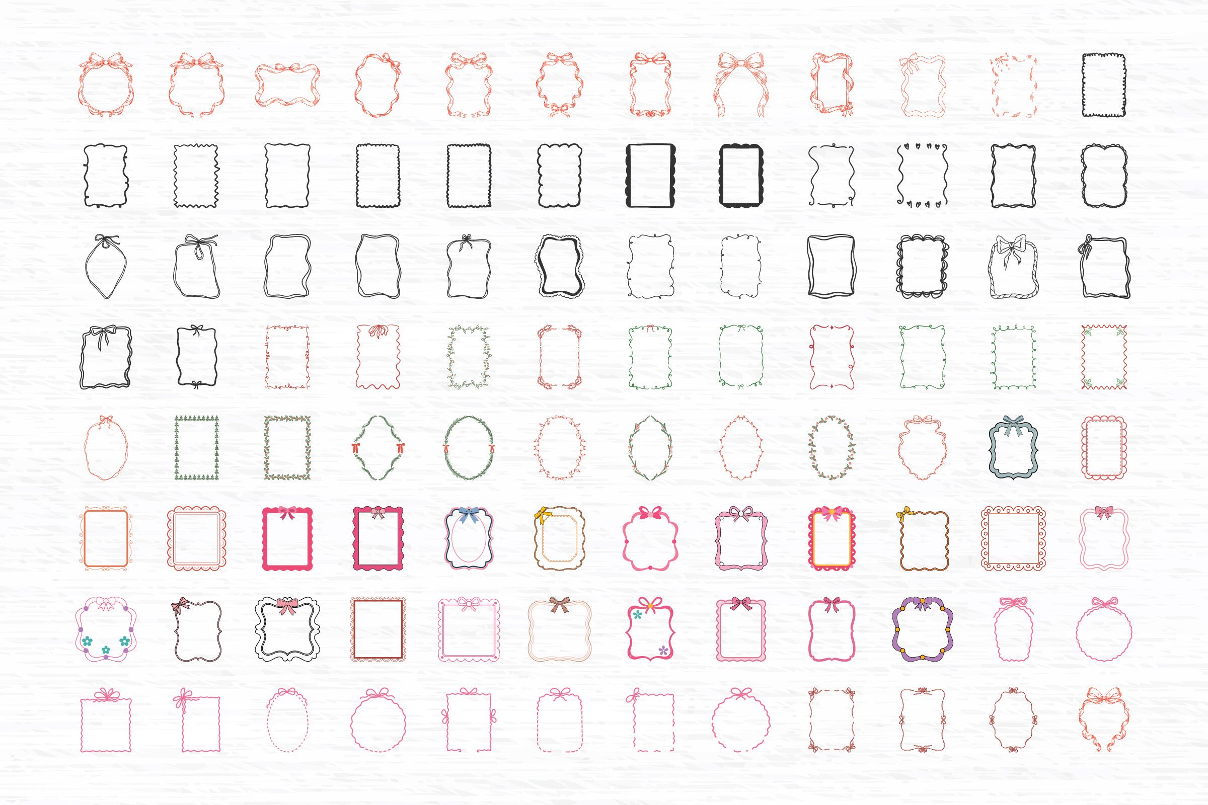 96 Coquette Frame Clipart SVG Bundle