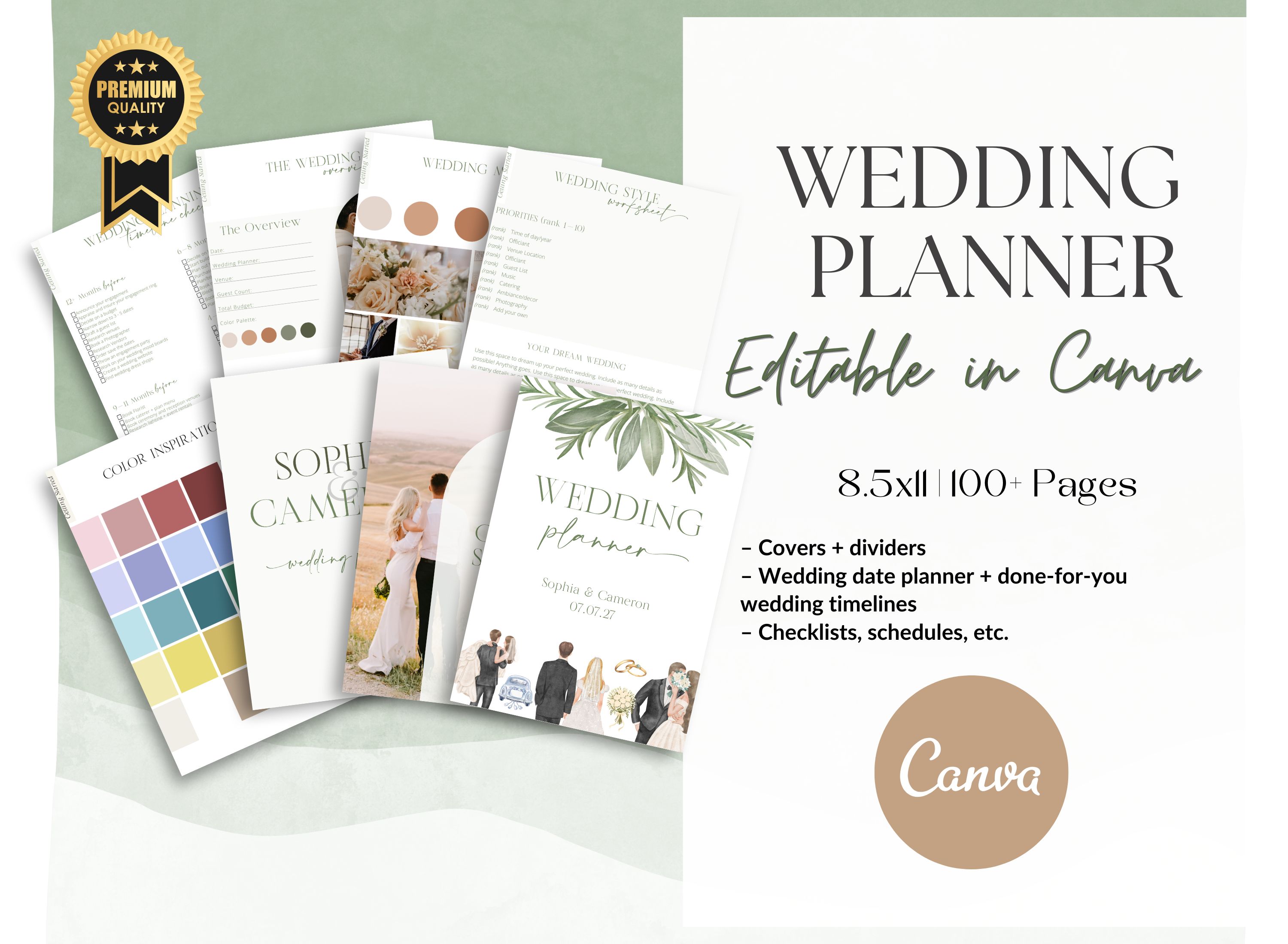 Wedding Planner Canva Templates Sage